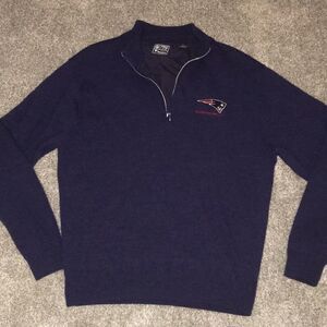 Woman’s New England Patriots Blue Super Bowl Wool lined T neck lined sweater XL